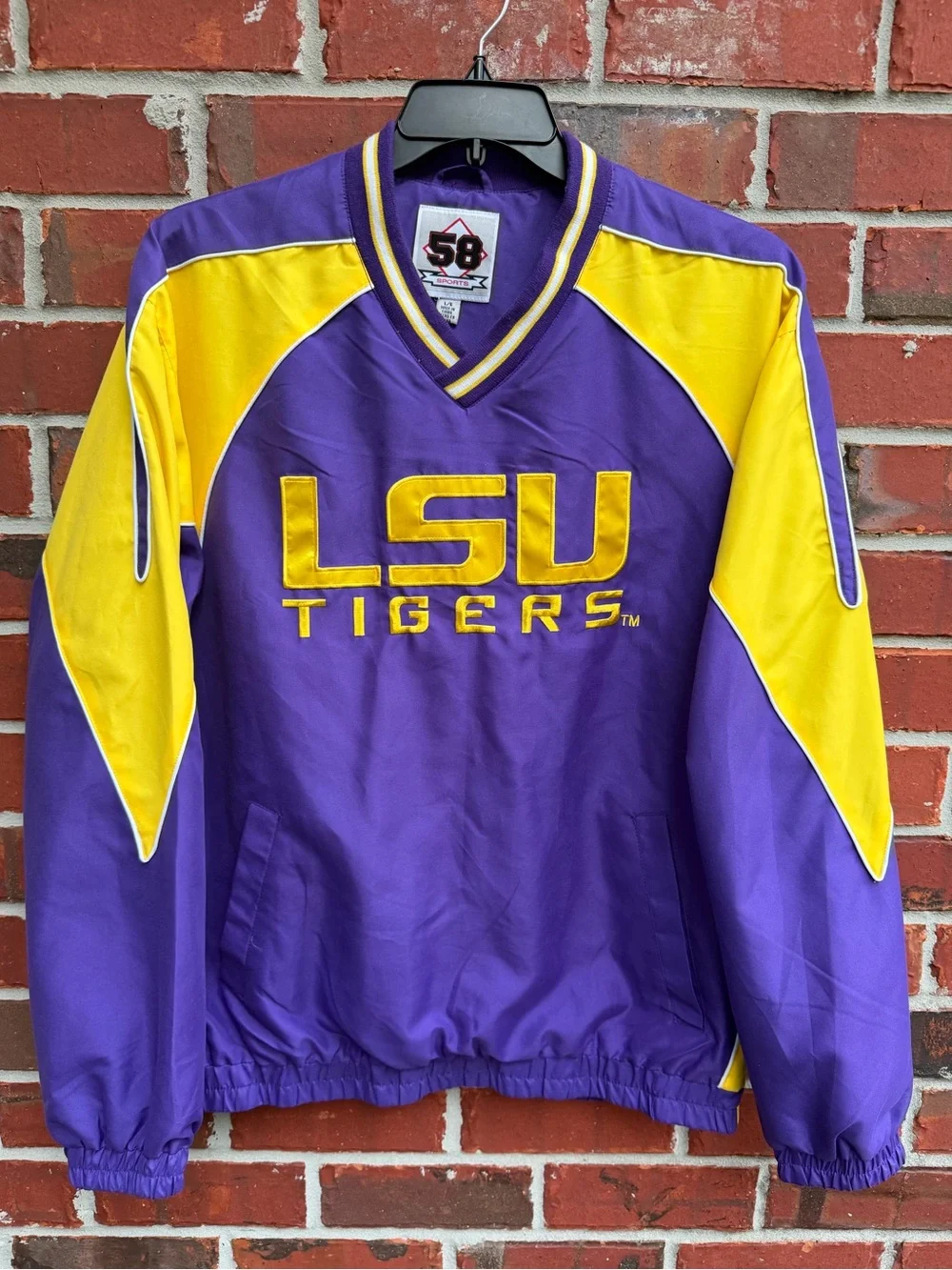 Vintage 58 Sports LSU Tigers Large V-Neck Purple & Gold Embroidered Pullover F8